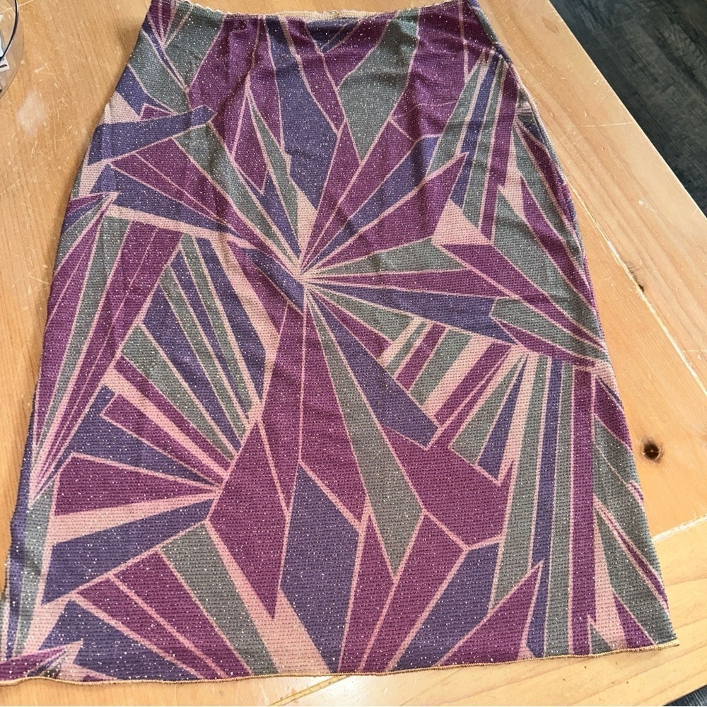 Geometric Patterned Skirt in Purple and Green